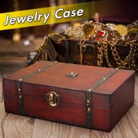 New Retro Lockable Box Holder Jewelry Box Storage Case Vintage Wooden Storage Box Photography Props Gifts Cases 23X16X7.5cm