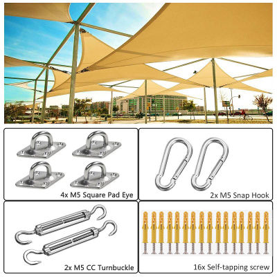 Sun Shade Sail Canopy Accessory 24pcsset 304 Stainless Steel Outdoor Awning Hardware Kit Turnbuckle Pad Eye Hook Screws