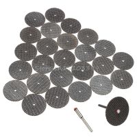 25Pcs 32mm Resin Cutting Wheel Discs Kit Set 1 Mandrel For Dremel Rotary Tool