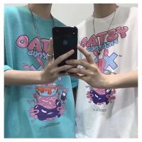 พร้อมส่ง เสื้อยืดแขนสั้น คอกลม ทรงหลวม พิมพ์ลายการ์ตูนอนิเมะ 3 สี สไตล์เกาหลี สําหรับผู้ชาย ไซซ์ M-5XL