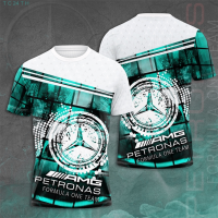 AMG Mercedes 2023！New！Petronas F1 Casual Short Sleeve T-shirt Printed Mercedes Formula One Team Summer Fashion Men High quality products （Freeprinting of names）