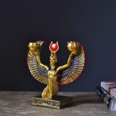 Egyptian Mythology Isis Goddess Statue Souvenirs Queen Candleholder Decoration Creative Living Room Desktop Figurines 🔥พร้อมส่ง🔥ส่งจากร้าน Malcolm Store กรุงเทพฯ