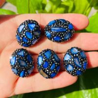 【CW】ஐ  5pcs Stone Rhinestone Pave Oval Beads Spacers Centerpiece  Jewelry Necklaces Making