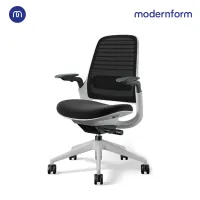 Modernform เก้าอี้ Steelcase ergonomic รุ่น Series1 พนักพิงกลาง สีดำ เบาะสีดำ เก้าอี้เพื่อสุขภาพ เก้าอี้สำนักงาน