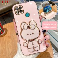 เคสโทรศัพท์แฟชั่นตัวยึดกระจกแต่งหน้ารูปกระต่ายเคลือบ6D สำหรับ Xiaomi 13 Lite POCO X3 NFC X3 POCO M3 POCO M4 PRO X4 POCO C40 POCO M5 Redmi 9T 9A 9C Redmi 10A 10C A1ชุบทองดีไซน์ใหม่กรอบหลังซิลิโคนแบบนิ่ม