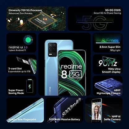 realme-8-5g-หน่วยความจำ-ram-8-gb-rom-128-gb-โทรศัพท์มือถือ-มือถือ-เรียวมี-โทรศัพท์realme-หน้าจอ-6-5นิ้ว-กล้องหลัง-48-mp-กล้องหน้า-8mp-แบตเตอรี่-5-000-mah