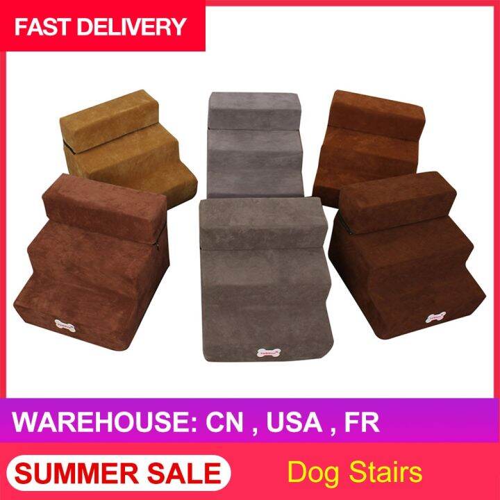 5 3 Tiers Steps Pet Dog Stairs Step Flannel Dog Detachable ThreeStory