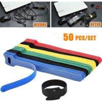 【CW】 50Pcs Reusable Black Cable Cord Nylon Strap Hook Loop Ties Tidy Organiser Tool Hook And Loop Cable Ties Multiple