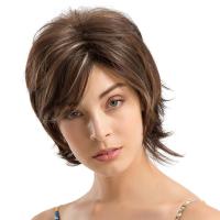 Moon Lighte Natural Curly Pixie Cut Layered Wig สำหรับผู้หญิงผมมนุษย์ที่มีขอบด้านข้าง