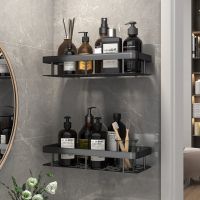 【CC】 Shelf Makeup Storage Organizer Aluminum Alloy Shampoo Rack Shower Accessories No Wall