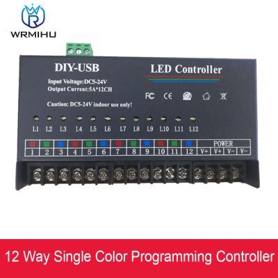 DC5-24V USB DIY LED RGB RGBW 12ช่อง Single สี Programmable Controller 12V 5A * 12CH 3528 5050 CCT RGBCCT Led โมดูล