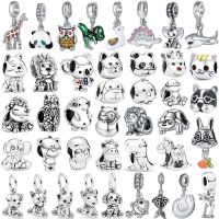 New arrival cute Animal Panda Cat Dog Dinosaur Charm Pendant Suitable for Pandora Bracelet DIY Bead Women Silver Plated Jewelry