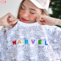 VATANA - เสื้อยืดคอกลม สีขาว พิมพ์ลาย MARVEL MINI HEROES ALLOVER | Unisex T-shirt