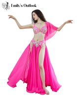 hot【DT】 Luxury Belly Costume Rhinestone Side Split Skirt Dancer Performance Wear 2021 New