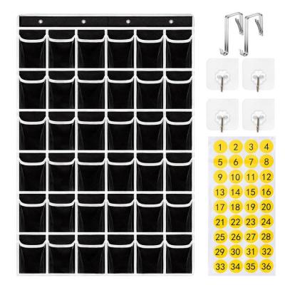 Pocket Chart for Cell Phones Wall Cell Phone Holder Pocket Chart 36 Pockets 8 Hooks Number Sticker Wall Storage Pocket for Calculators &amp; Cell Phones at School &amp; Libraries carefully