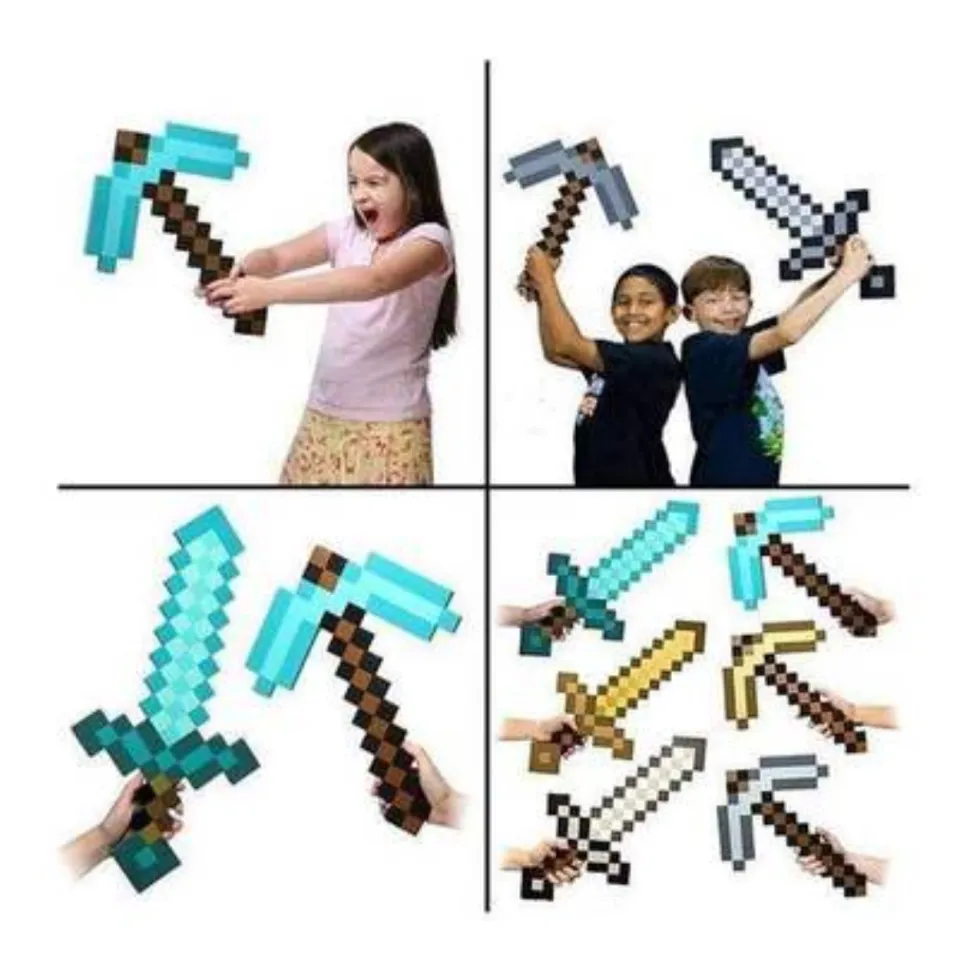 Minecraft Espada,Minecraft Diamond Sword & pickaxe Foam toys,minecraft gun  axe shovel for kids outdoor game fun & sports