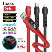 พร้อมส่ง Hoco S6  สายชาร์จ Timing Cable USB Charging Data Sync Cable LED Screen Display Fast Charge ของแท้100%