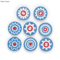 50pcs Bright Blue Gear Print Series Retro Wooden Buttons Handwork Sewing Scrapbooking Clothing Crafts Gift Card DIY 20-25mm