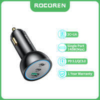 Rocoren USB C ที่ชาร์จแบตในรถ165W PD 3.1ที่ชาร์จแบตในรถชาร์จแบบเร็วสำหรับรถอะแดปเตอร์ชาร์จในรถยนต์ QC 5.0 USB Type C ที่ชาร์จศัพท์ในรถยนต์JH un