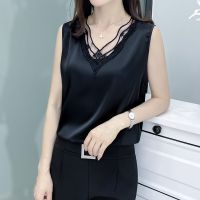 ◎❡ The new 2022 summer wear outside v-neck small vest womens wear fashion show big yards thin silk trill embroidery