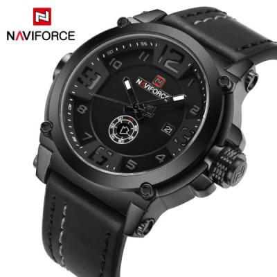 Naviforce บุรุษยอดนาฬิกาแฟชั่นแบรนด์หรูกีฬาควอตซ์-นาฬิกาสายหนังทหารนาฬิกาผู้ชายนาฬิกาข้อมือกันน้ำ