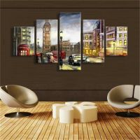 5แผง HD พิมพ์ StreetScape ผ้าใบ Wall Art โปสเตอร์เหมาะสำหรับห้องนั่งเล่นตกแต่งบ้านไม่ต้องใช้กรอบ