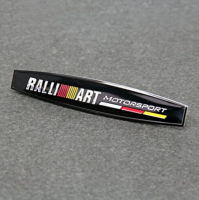 เพจโลโก้ มิตซูบิชิ แรลลี่อารต์ งานอลูมิเนียม สีดำ  Emblem Side Fender Decal Badge Sticker RALLIART Logo For Mitsubishi