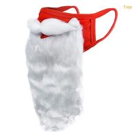 ✆♘ tree Adult Christmas Holiday Reusable Mouth Mask Funny Fake Santa Claus Beard Dustproof Face Cover Party Cosplay Costume