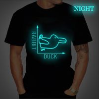 Rabbit Duck Print T-shirt Men O Neck Short Sleeve Casual Sport T Shirts 2022 Top Plus Size Streetwear Luminous Male Tees Tops