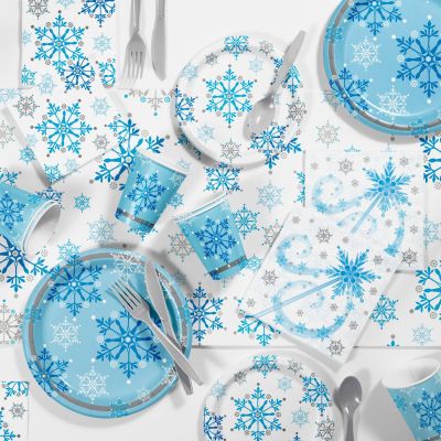 New Frozen Party Decor Snowflake Theme Disposable Tableware Sets Paper Plate Cups Napkins Merry Christmas Decorations for Home