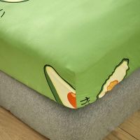 1 pc Cadar Queen King Size Fitted Sheet With Elastic Green Color Avocado Pattern Bedsheet