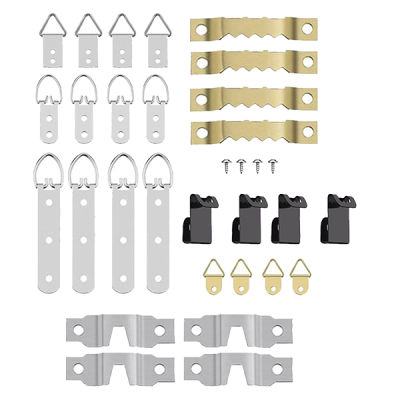 68 Pcs Picture Frame Hanging Hooks for Wall Mount, Photo Hangers Kit, D Ring &amp; Serrated Hooks with Screws
