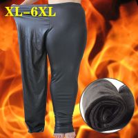 【CW】 Size 5XL 6XL Thicker Leggings Faux Leather Warm Leggins Elastic Pants Trousers