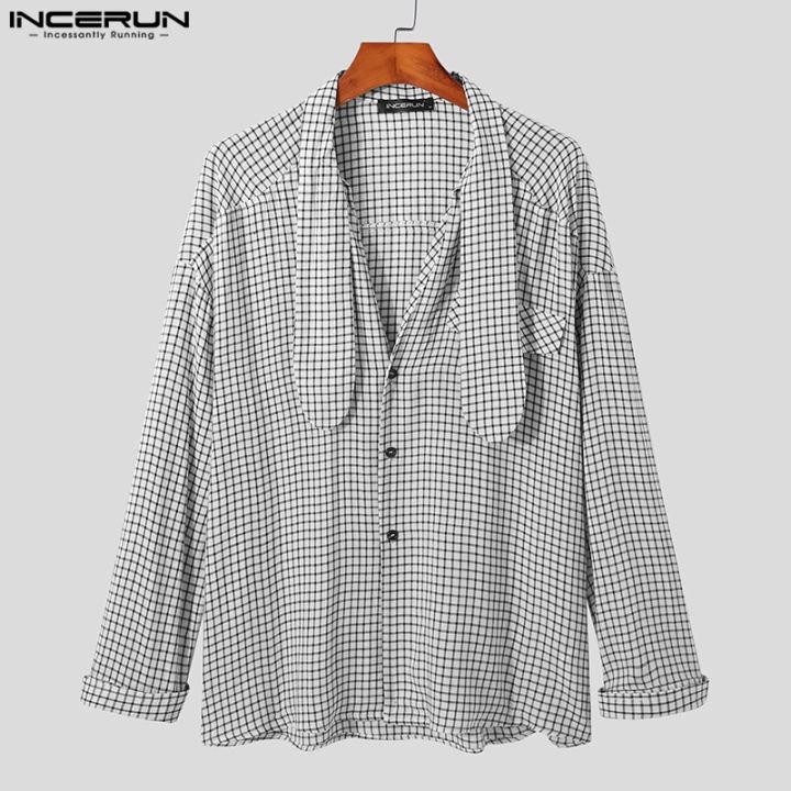 incerun-เสื้อเชิ้ตแขนยาวลําลอง-ลายสก๊อต-ทรงหลวม-สไตล์ฮิปปี้-สําหรับผู้ชาย-912