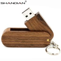 SHANDIAN keychain Rotate the wood usb flash drive gift pen drive Usb stick 16GB 32GB 64GB memory stick pendrive 1PCS free logo