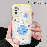 เคส Chenyyyka สำหรับ VIVO Y30 Y50 Y30i เคสการ์ตูนรูปหมีโลกเนื้อครีมขอบคลื่นเคสมือถือกันกระแทกแบบใสนิ่มเคสโปร่งใสลายกล้องถ่ายรูปฝาครอบป้องกันซิลิกาเจลที่สร้างสรรค์