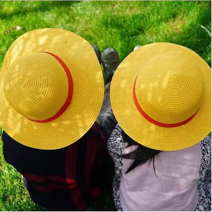 ariarly Straw Hat,Luffy Straw Hat with String Pirate Hat Anime Cosplay  Costume Straw Hat Sun Hat for Kids Adults : : Moda