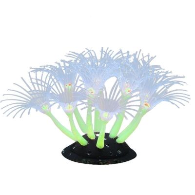 Artificial Silicone Coral Aquarium Fish Tank Ornaments Glowing Silicone Simulation Coral Plant Decorations With Suction Cup For