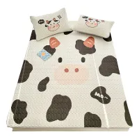 3PCS Cow Bed Sheet Pillowcase Cool Mattress Covers Fruit Sheet for Summer