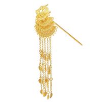 Gold Color Long Chain Leaf Tassel Hairpin for Women Peacock Chinese Traditiona Metal Stick Vintage Ethnic Hair Fork Hair Jewelry Haberdashery