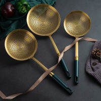 Stainless steel wire drain light luxury dark green gold-plated hot pot large colander kitchen supplies net leak steel drain