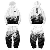 Peak 3D พิมพ์ Hoodie Tracksuit Harajuku 2ชิ้นชุดแขนยาวผู้ชาย Hoodies Sweatpants Unisex Clothes