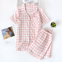 Japanese simple short pyjamas women 100 cotton short sleeves ladies pajama sets shorts Cute cartoon sleepwear women homewear