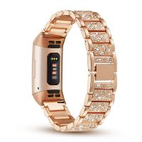 Women Diamond Bracelet for Fitbit Charge 5 4 3 Watch Band Charge5 Stainless Steel Strap Bling Metal Belt