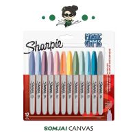 Sharpie (ชาร์ปี้) Marker Fine แพ็ค 12ด้าม Mystic Gems ปากกามาร์คเกอร์ Permanent Marker ปากกากันน้ำ ปากกาเขียนแผ่นพลาสติก