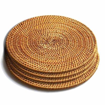 4ชิ้นหวาย Trivets สำหรับจานร้อน-ฉนวนแผ่นร้อนทนทานผู้ถือหม้อสำหรับตารางเสื่อทนความร้อนสำหรับห้องครัว