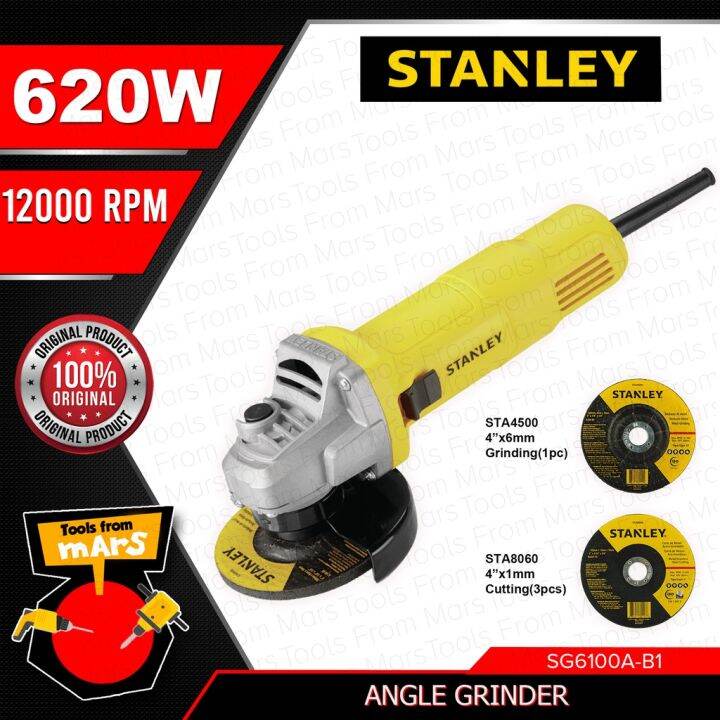 STANLEY Angle Grinder Kit 620W SG6100AB1 •TFM• SPT Lazada PH