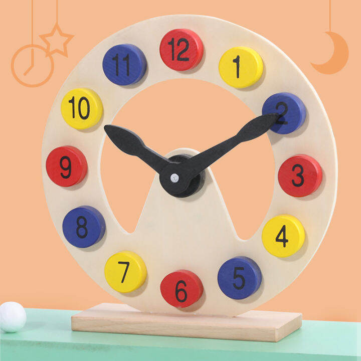 Wooden Digital Clock Colorful Cartoon For Children's teaching Alarm