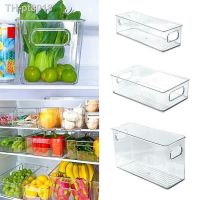 1pc Refrigerator Organizer Bins Stackable Fridge Food Storage Box With Handle Clear Plastic Pantry Food Freezer Organizer Tool