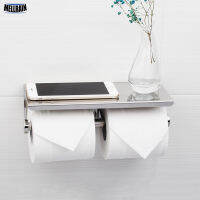 Mirror Poliashing Toilet Paper Holder With Double Papers Viable Long Place Platform 304 Stainless Steel Paper Rack